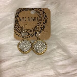 Goldtone Crystal Pierced Drop Earrings Bling New